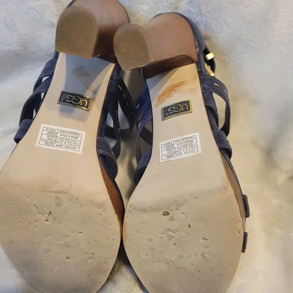 UGG Navy Leather Strappy Heels - Picture 13 of 14